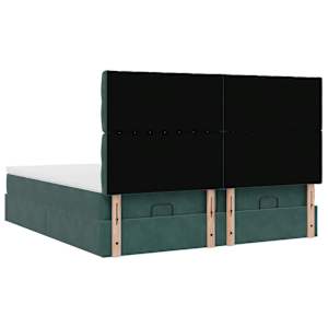 Osmanský rám postele s matrací tmavě zelená 200x200cm samet - obrázek 10