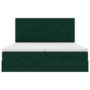 Osmanský rám postele s matrací tmavě zelená 200x200cm samet - obrázek 8
