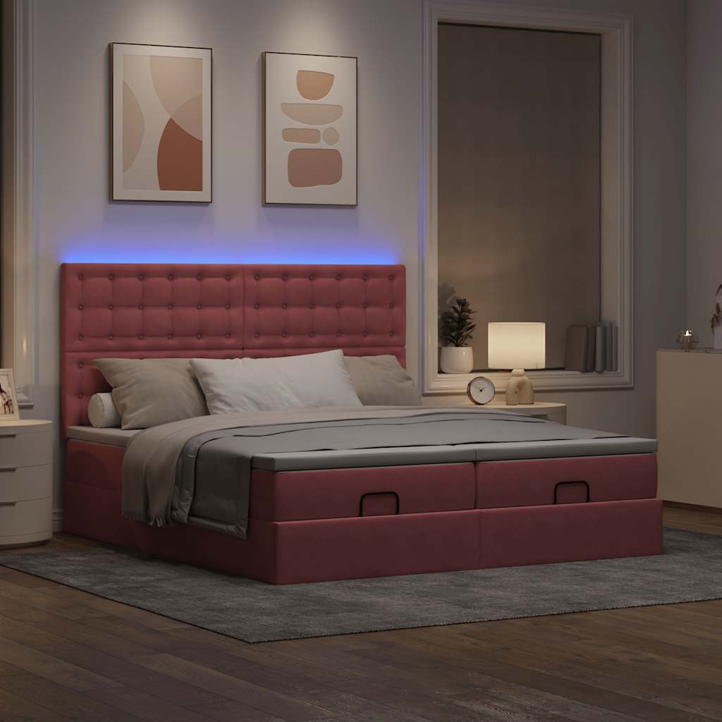 Ottoman-Bett mit Matratzen Rosa 200×200 cm Samt