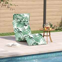 vidaXL Transat pliant en tissu Oxford motif feuilles 175 x 54 x 8,5 cm