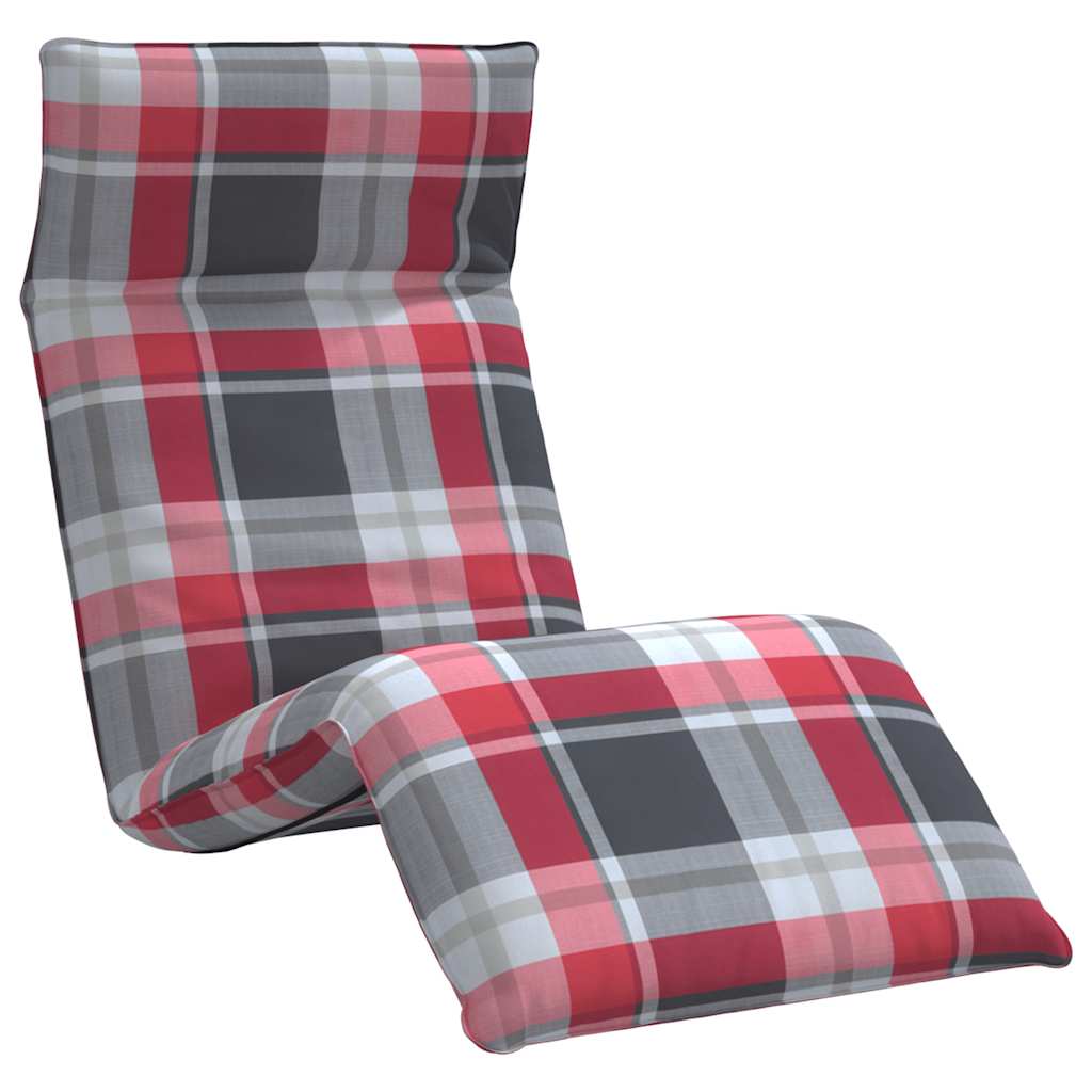 VidaXL Skládací lehátko, červený kostkovaný vzor, 175x54x8,5 cm