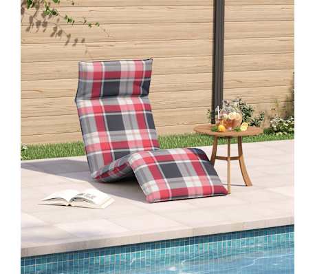 vidaXL Leżak składany w kratkę w kolorze czerwonym 175x54x8,5 cm