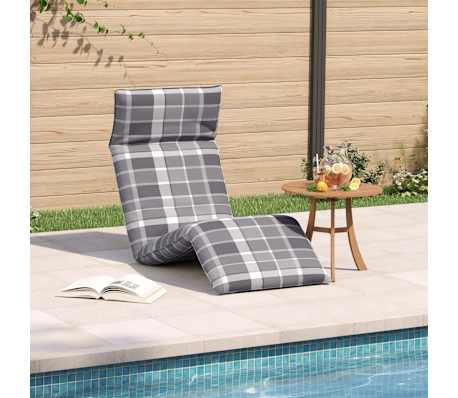 vidaXL Folding Sun lounger Grey Check Pattern 175x54x8,5 cm Oxford Fabric