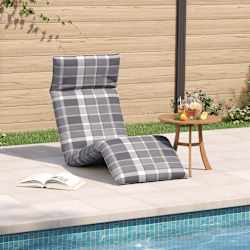 vidaXL Transat pliant en tissu Oxford &agrave; carreaux gris 175 x 54 x 8,5 cm