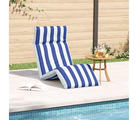 vidaXL Espregui&ccedil;adeira dobr&aacute;vel 175x54x8,5 cm azul e branco