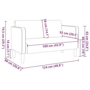 Loveseat Sofa tmavě šedé 109 cm manšestrová tkanina - obrázek 8