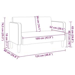Loveseat Sofa krémová 109 cm manšestrová tkanina - obrázek 8