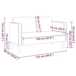 Loveseat Sofa modré 109 cm manšestrová tkanina - obrázek 8