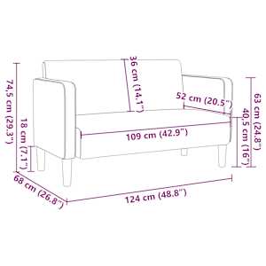 Loveseat Sofa světle žluté 109 cm manšestrová tkanina - obrázek 8