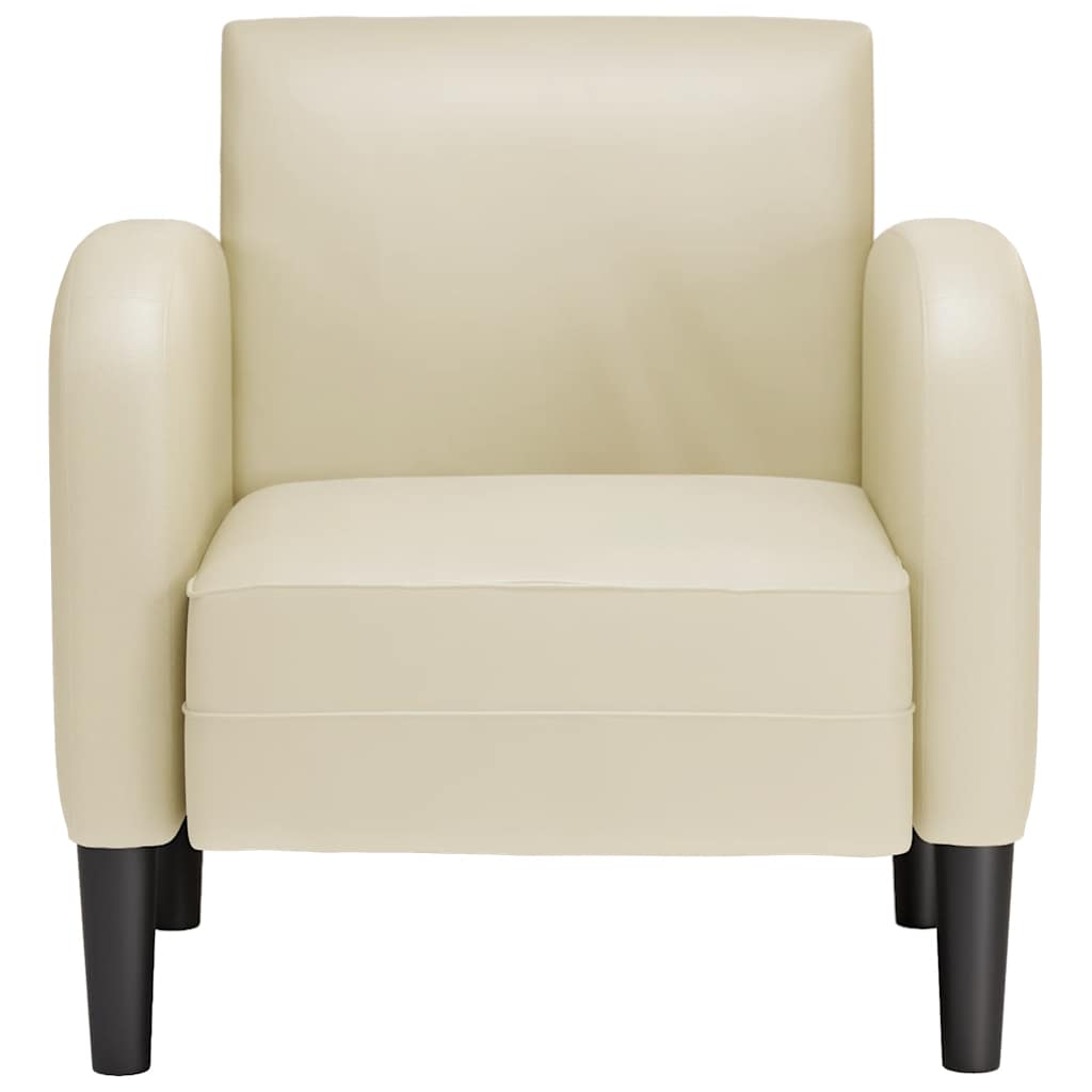 vidaXL Fauteuil met armleuningen 54 cm kunstleer crèmekleurig afbeelding