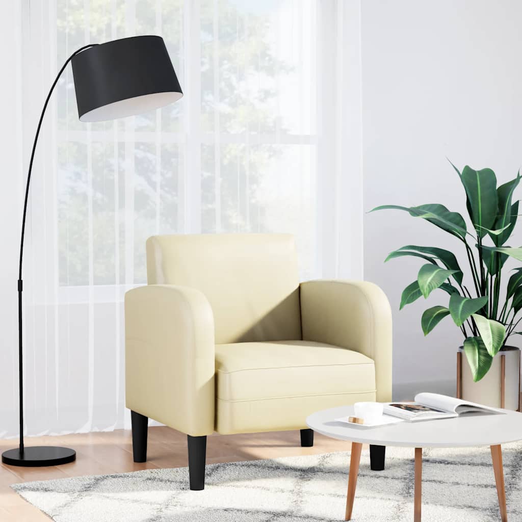 Thumbnail - vidaXL Sessel mit Armlehnen Creme 54 cm Kunstleder