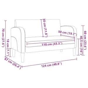 Loveseat Sofa černá 110 cm umělá kůže - obrázek 8