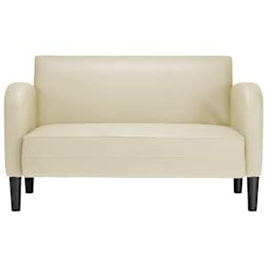 Loveseat Sofa krémová 110 cm umělá kůže - obrázek 3