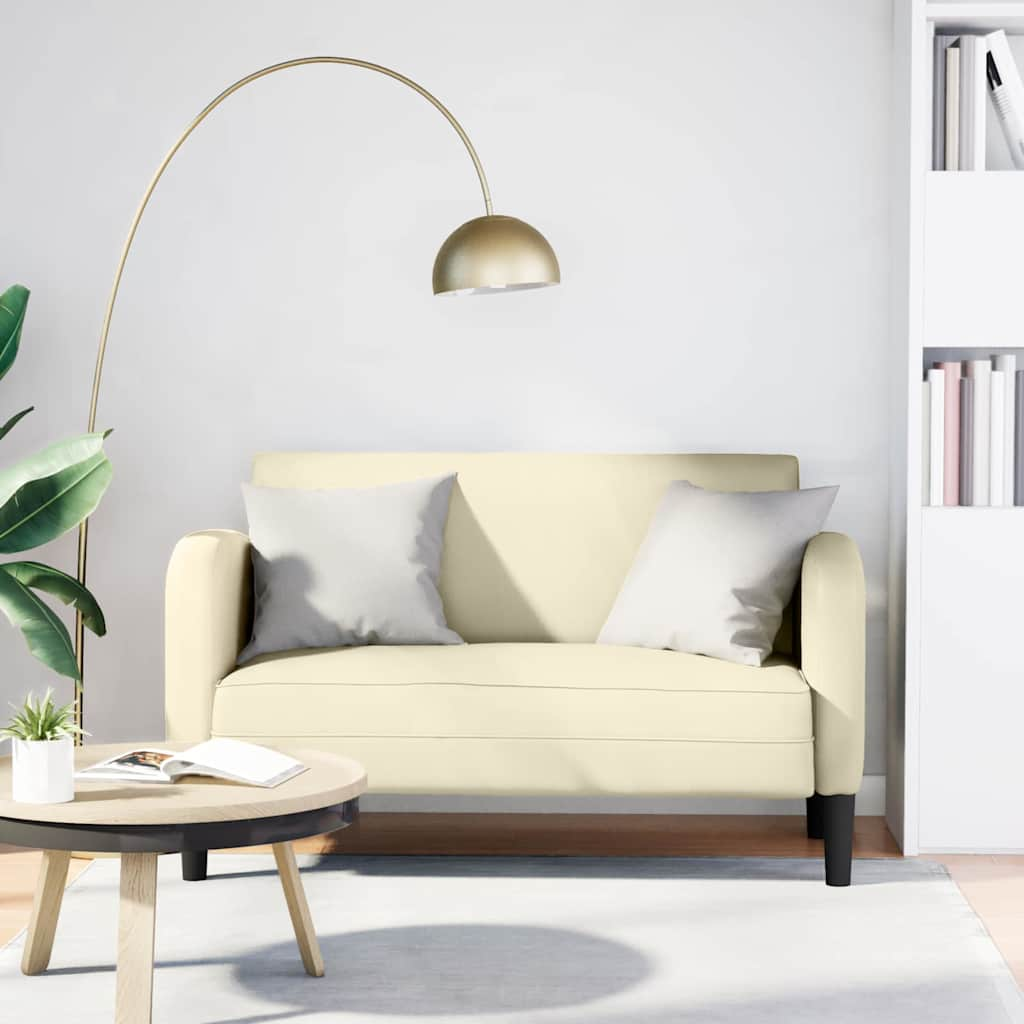 vidaXL Zweisitzer-Sofa Creme 110 cm Kunstleder