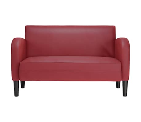 vidaXL Loveseat Sofa V&iacute;nově červen&aacute; 110 cm uměl&aacute; kůže