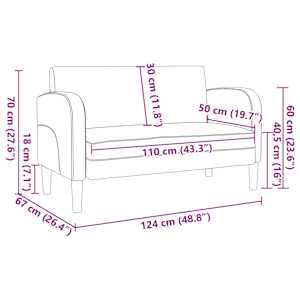 Loveseat Sofa hnědá 110 cm umělá kůže - obrázek 8
