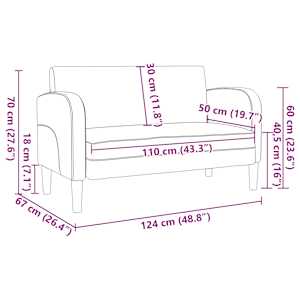 Loveseat Sofa tmavě šedá 110 cm umělá kůže - obrázek 8