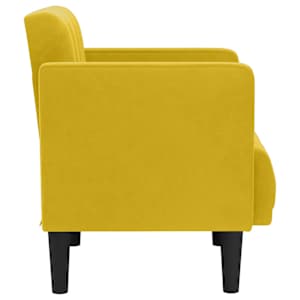 Rozkládací křeslo s područkami, žluté, 53 cm, samet - obrázek 4