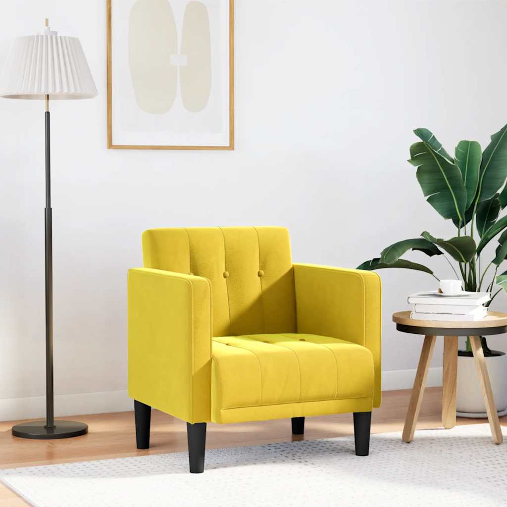 sofastol med armlæn 53 cm fløjl gul