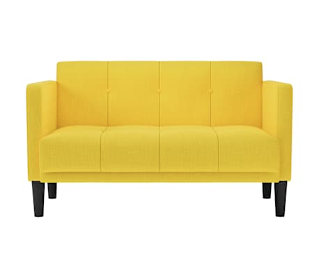 vidaXL Sof&aacute; de dos plazas amarillo de 111 cm con tapizado de tela