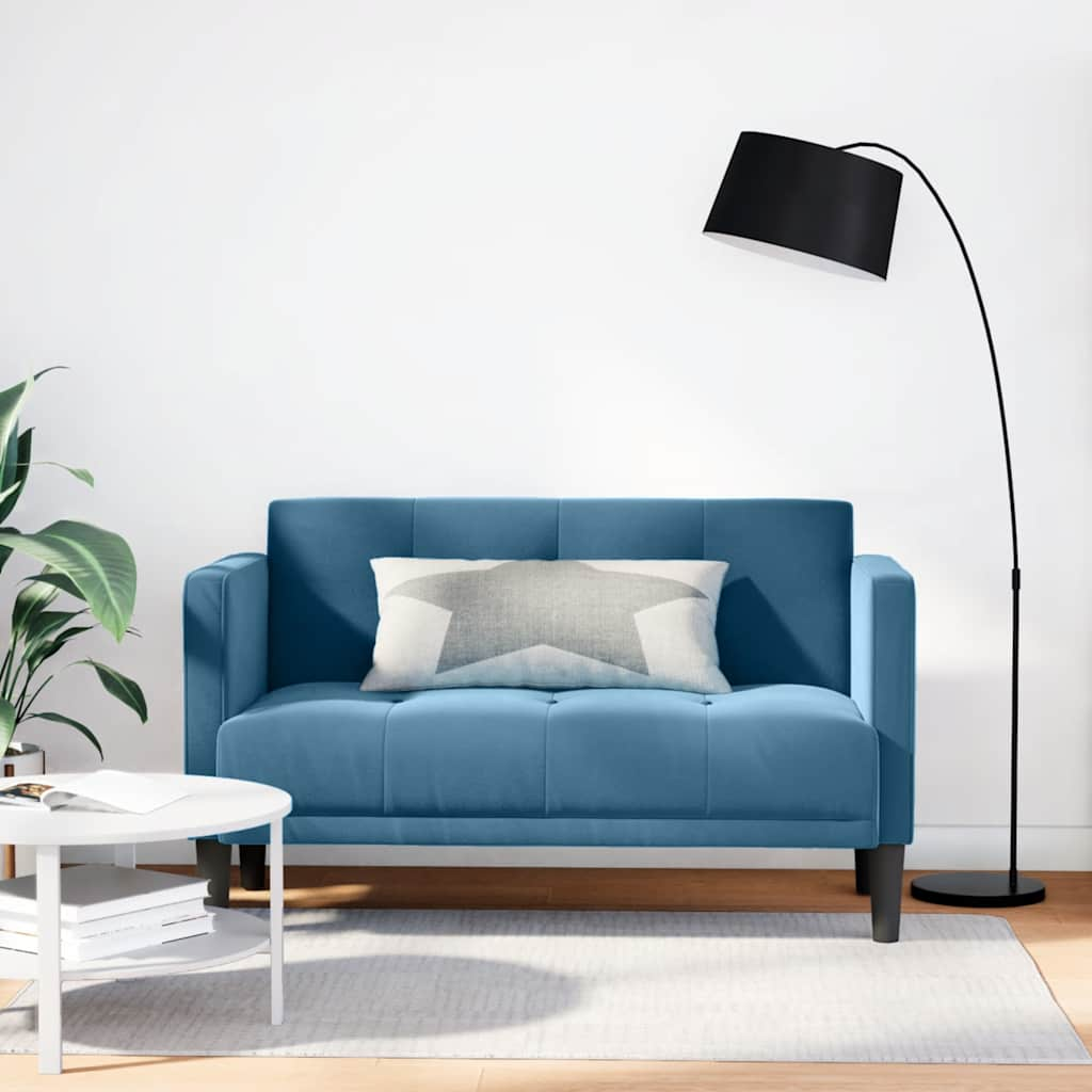 vidaXL Canapea loveseat, albastru, 111 cm, catifea