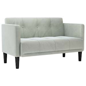 Loveseat Sofa světle šedá 111 cm samet - obrázek 2