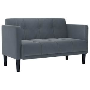 Loveseat Sofa tmavě šedá 111 cm samet - obrázek 2