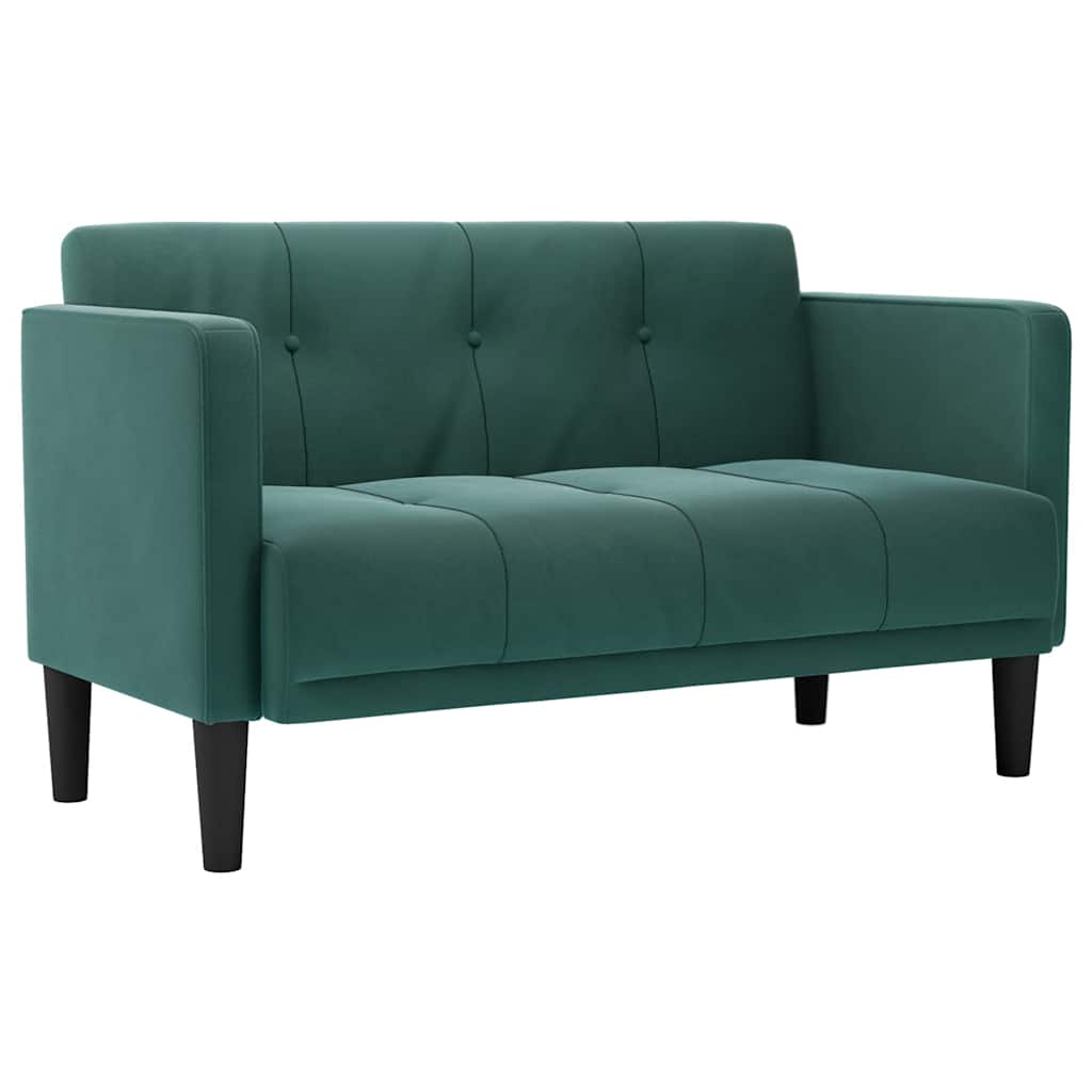 vidaXL Loveseat Sofa tmavě zelená 111 cm samet