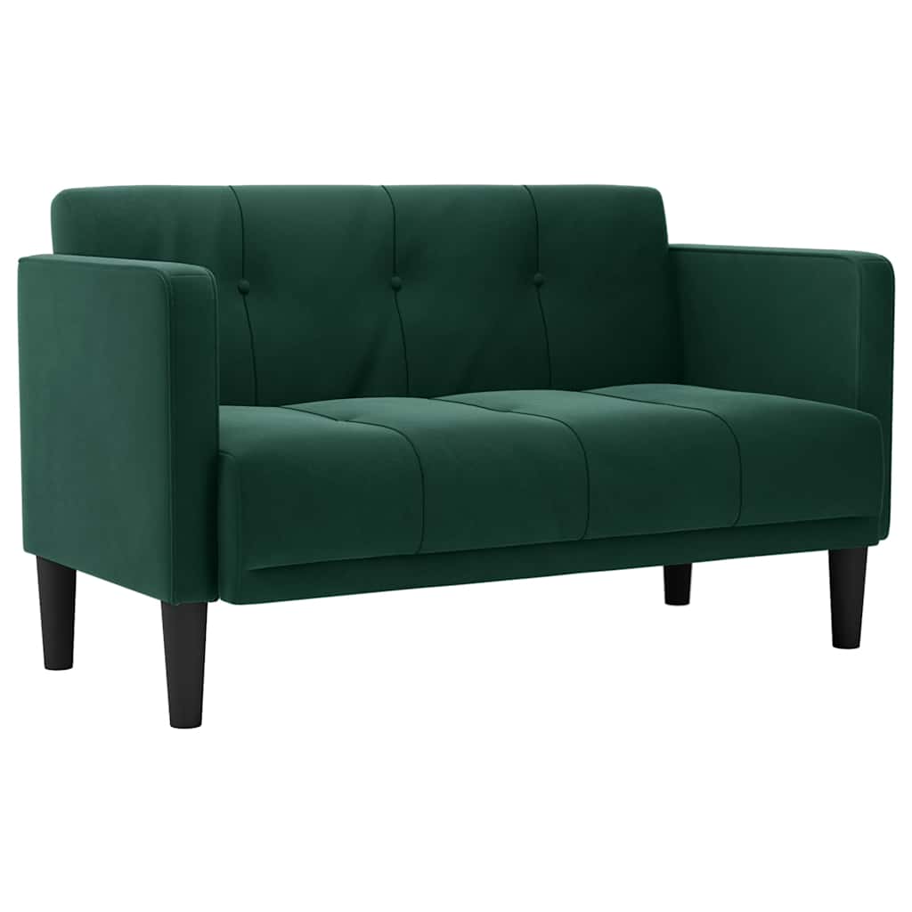 vidaXL Loveseat Sofa tmavě zelená 111 cm samet