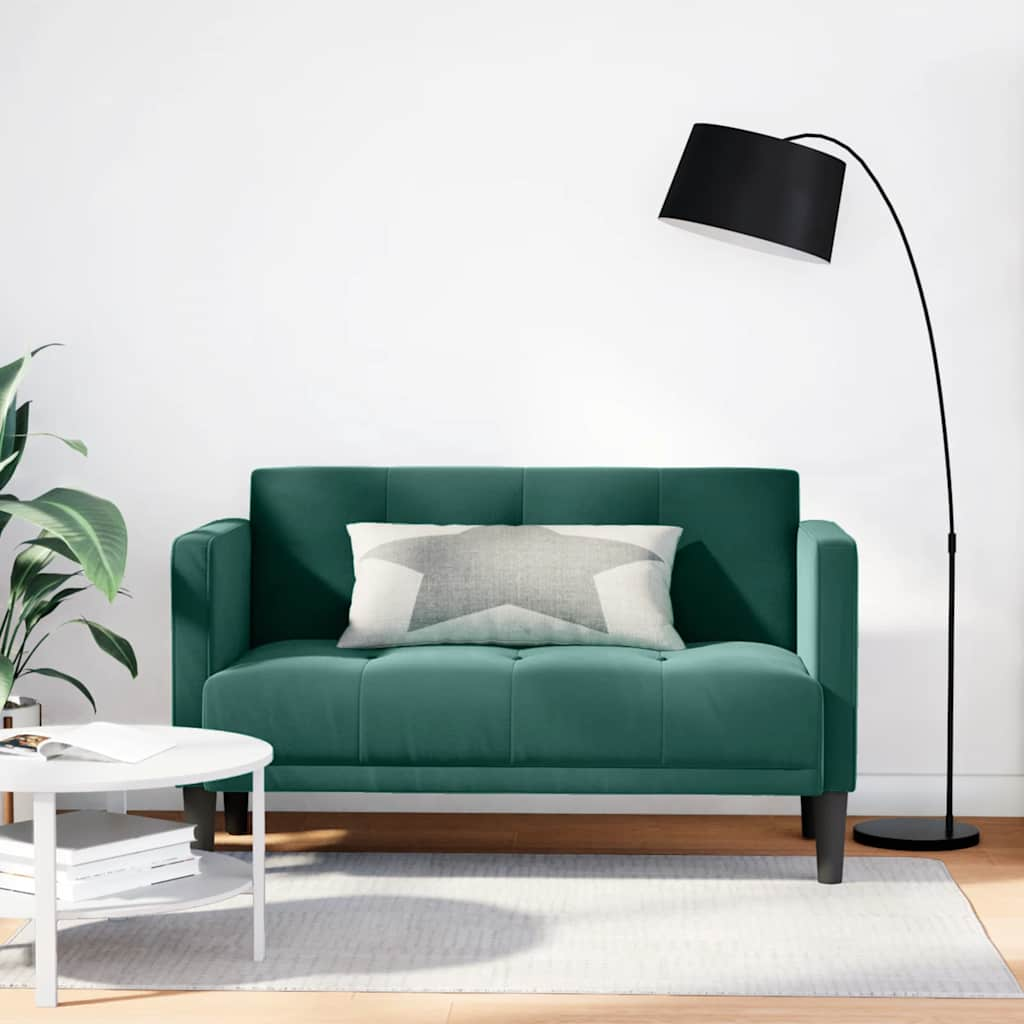 vidaXL Canapea loveseat, verde închis, 111 cm, catifea