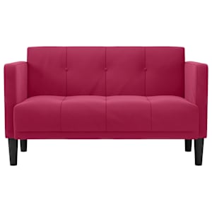 Loveseat Sofa vínová 111 cm samet - obrázek 3
