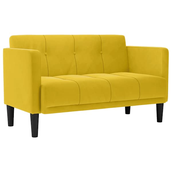 vidaXL kahekohaline diivan, kollane, 111 cm, samet