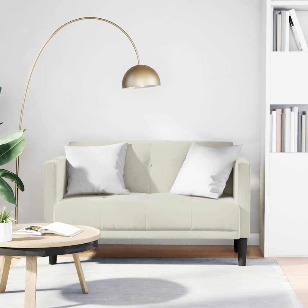 vidaXL Canapea loveseat, crem, 111 cm, catifea