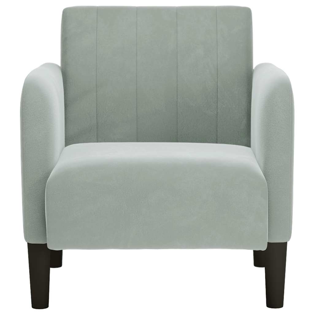 vidaXL Fauteuil met armleuningen 54 cm fluweel lichtgrijs afbeelding