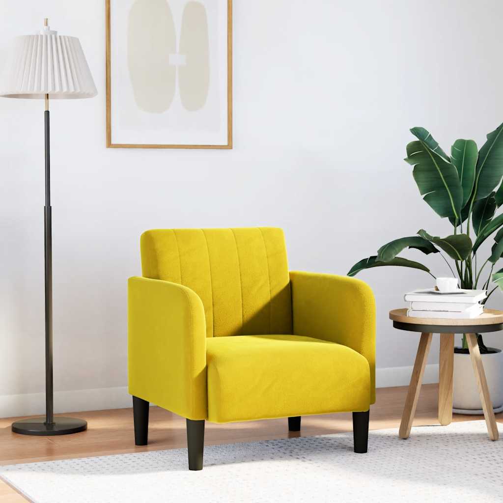vidaXL Sessel mit Armlehnen Gelb 54 cm Samt