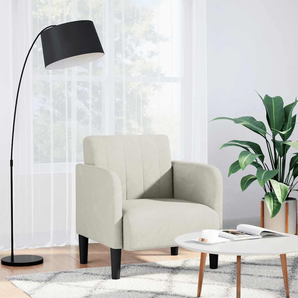 vidaXL Sessel mit Armlehnen Creme 54 cm Samt