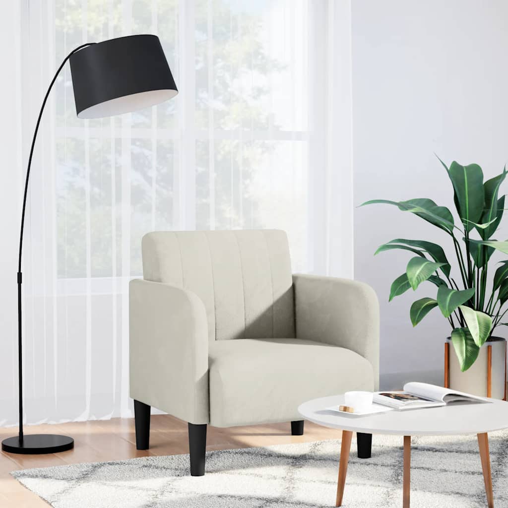 Thumbnail - vidaXL Sessel mit Armlehnen Creme 54 cm Samt