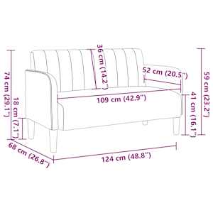 Loveseat Sofa Tmavě šedá 109 cm samet - obrázek 8
