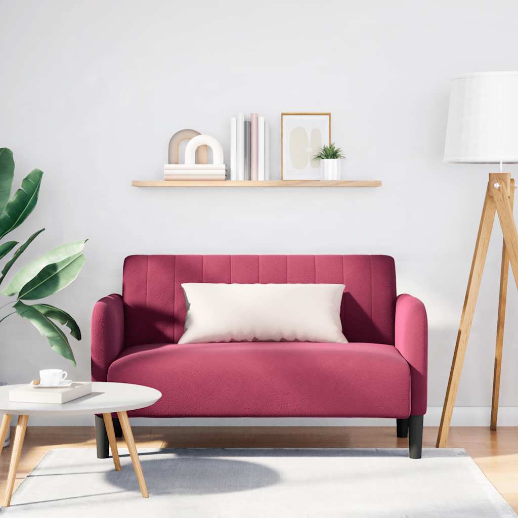 vidaXL Zweisitzer-Sofa Weinrot 109 cm Samt