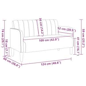 Loveseat Sofa Žluť 109 cm samet - obrázek 8