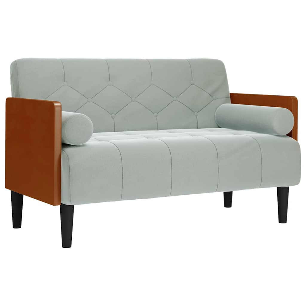 vidaXL Pohovka Loveseat s podhlavníkem, světle šedá, 110 cm, samet