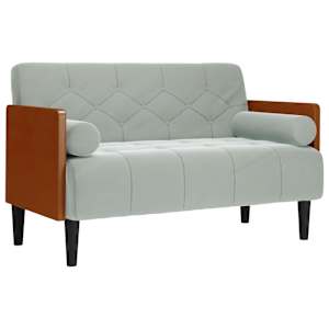 Pohovka Loveseat s podhlavníkem, světle šedá, 110 cm, samet - obrázek 2