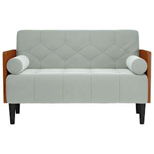 Pohovka Loveseat s podhlavníkem, světle šedá, 110 cm, samet - obrázek 3