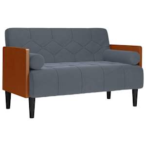 vidaXL kahekohaline diivan polsterpatjadega, tumehall, 110 cm, samet