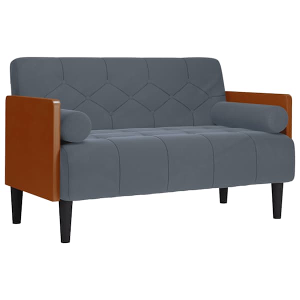 vidaXL kahekohaline diivan polsterpatjadega, tumehall, 110 cm, samet