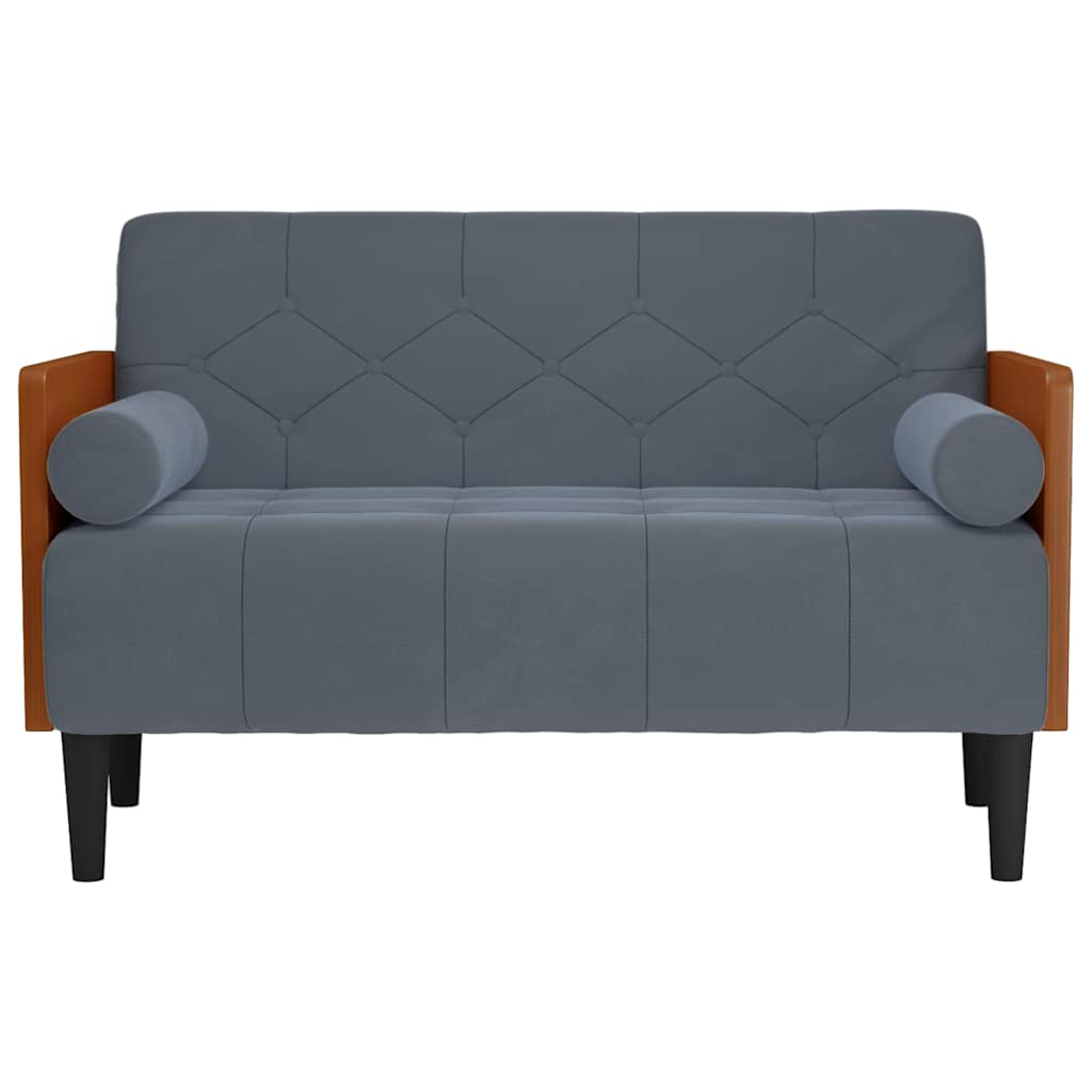 vidaXL sötétszürke bársony loveseat kanapé párnákkal 110 cm