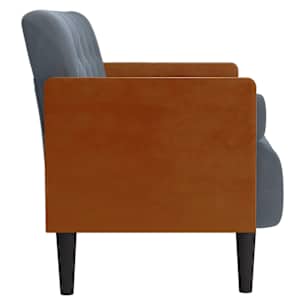 Pohovka Loveseat s podhlavníkem, tmavě šedá, 110 cm, samet - obrázek 4