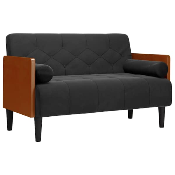 vidaXL kahekohaline diivan polsterpatjadega, must, 110 cm, samet