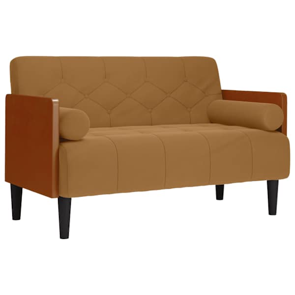 vidaXL kahekohaline diivan polsterpatjadega, pruun, 110 cm, samet