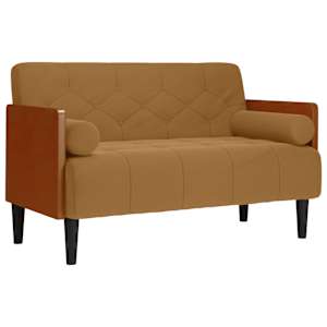 Pohovka Loveseat s podhlavníkem, hnědá, 110 cm, samet - obrázek 2